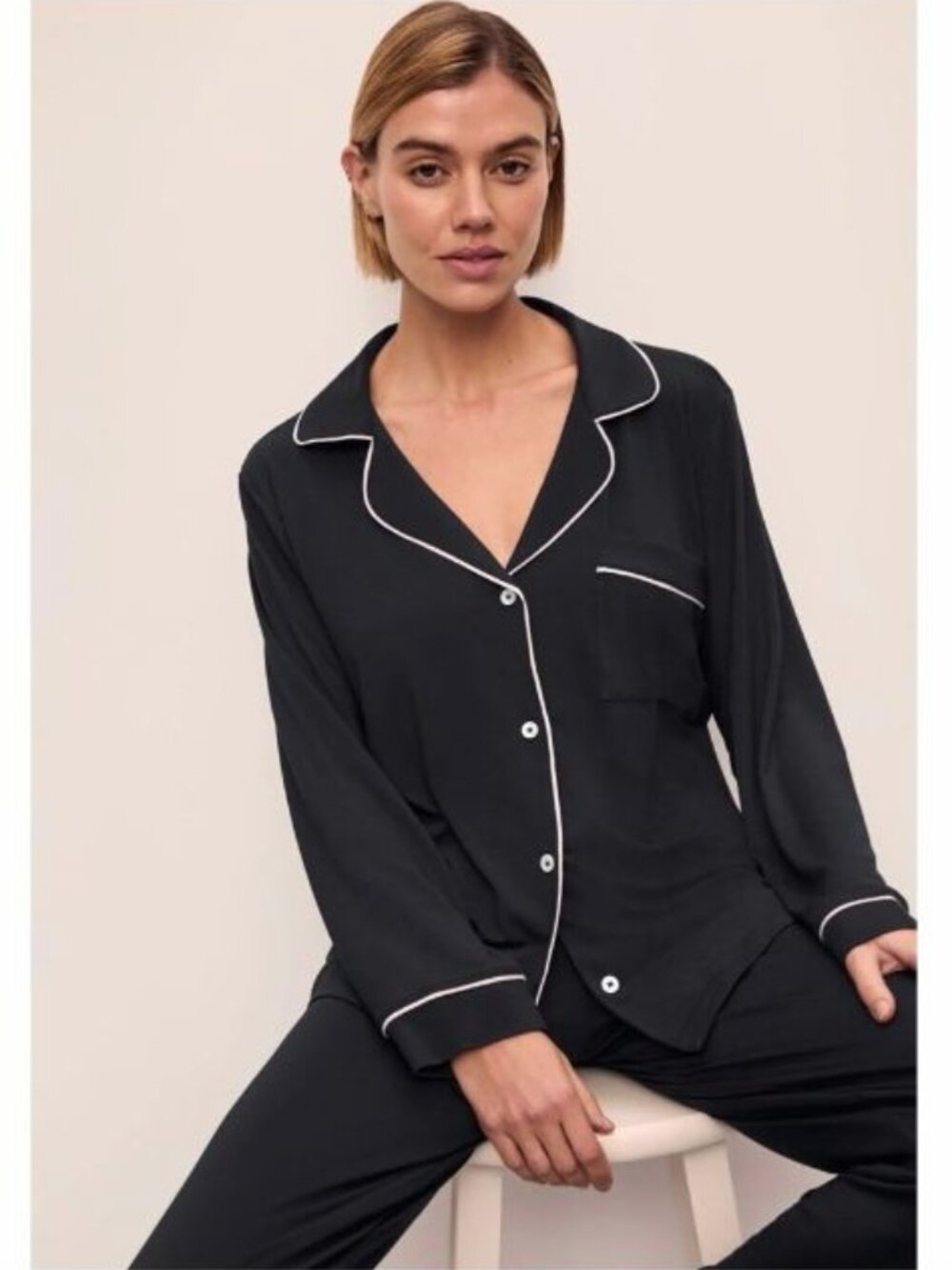 Eberjey Gisele TENCEL™ Modal Long Sleeve Pajama Top Black Size Small